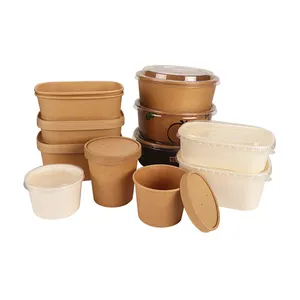 500-1000Ml Wegwerp Afhaalmaaltijden Container Rechthoekige Voedsel Doos Wit Kraftpapier Lunch Bento Box