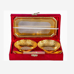Juego de cuencos exclusivo y personalizado con bandeja y cucharas Juego de cuencos de fruta seca con chapado en oro plateado en caja de terciopelo para regalos corporativos - Product Image 4