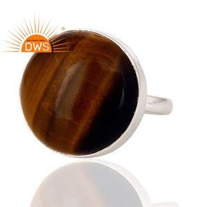 แหวนเงินแท้ดีไซน์อินเดียประดับพลอยตาเสือสีเหลืองธรรมชาติสำหรับผู้หญิง ของขวัญสำหรับเธอ - Product Image 2