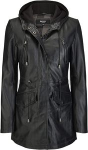 Abrigo de piel auténtica Parker para mujer, chaqueta de lona Safari con capucha, chaqueta Parka de piel para mujer - Product Image 3