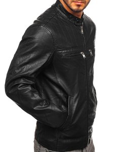 Chaqueta Bomber para adultos personalizada de calidad superior Chaquetas de hombre con cremallera de cuero real negro 2025 Slim Fit - Product Image 4