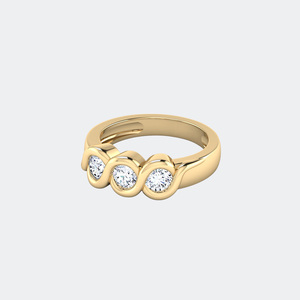 0.70CTW Three <b>Stone</b> Round Solitaire Bezel set Diamond Ring - Product Image 1