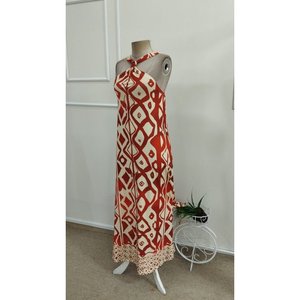 Robe longue Supreme à épaules dénudées et bretelles halter pour femme, motif imprimé, 37193 - Orange - Product Image 4