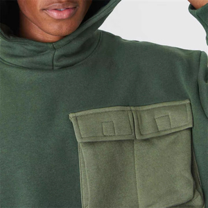 Sweat à capuche pour homme en molleton français surdimensionné et épais, avec logo personnalisé, plusieurs poches cargo, nouveau design, haute qualité - Product Image 2