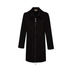 Black Wool Knitted <b>Zip</b>-<b>Up</b> <b>Cardigan</b> with Print and Buttons for Autumn Winter - Product Image 1