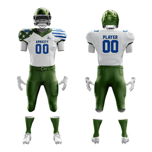 Ensembles d'uniformes de football américain personnalisés en gros, manches courtes, respirants, séchage rapide, grandes tailles, 100 % polyester, pantalons renforcés pour équipe - Product Image 3