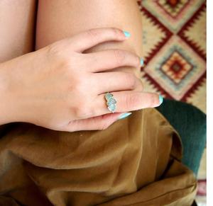 Anillo de tres piedras de alta calidad para mujer, Plata de Ley 925, piedra preciosa aguamarina sin cortar Natural, diseño elegante, compromiso, boda - Product Image 6