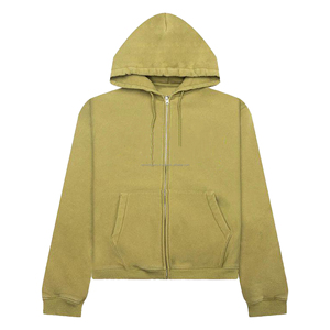 Sudaderas de Alta Calidad con Lavado Ácido, Decoloración al Sol, Aspecto Desgastado, 100% Algodón, Logotipo Personalizado, Cierre de Cremallera, Hombros Caídos, Corte Recto y Recortado para Hombre - Product Image 3