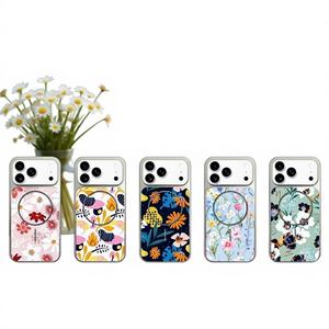 Funda Magnética Anti-Caídas con Diseño Floral, TPU+PC, Sublimable, con Anillo Magnético para Teléfonos Móviles - Product Image 1