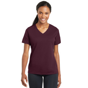 Camisetas con cuello en V de algodón peinado de manga corta de color sólido para mujer - Product Image 1