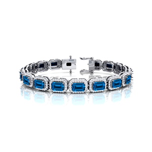 14K Gold Diamond for Blue <b>Topaz</b> Tennis <b>Bracelet</b> for Women-Elegant Bridal Gift Jewelry - Product Image 1