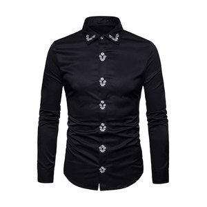 High Quality <b>Men</b> Fleece Long Sleeve Embroidered <b>Shirts</b> Best Quality Low Price Adjustable New Design <b>Men</b> Embroidered <b>Shirts</b> - Product Image 1