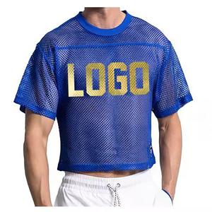 Camiseta hecha a medida al por mayor de gran tamaño de pantalla de impresión de malla 100% poliéster letra cuadrada de manga corta camiseta de fútbol para hombre - Product Image 5