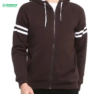 Sweat à capuche zippé épais unisexe, couleur unie, fermeture éclair intégrale, style décontracté, 100% coton molletonné/éponge française, séchage rapide - Product Image 6