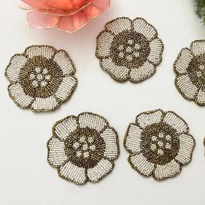 Modern Luxury <b>Round</b> Glass Beaded <b>Table</b> <b>Mats</b> Coasters Set Handmade Eco-Friendly Decorative Placemats for Dining <b>Table</b> Home Use - Product Image 1