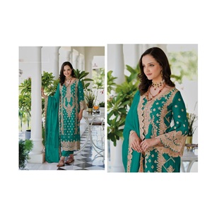 Salwar Kameez ผ้าออร์แกนซ่าบานนุ่มสง่างามพร้อมงานปักเครื่องแต่งกายแบบดั้งเดิมที่สวยงามเหมาะสำหรับโอกาสพิเศษ - Product Image 1