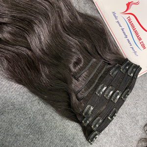 Extensions de cheveux humains droites vietnamiennes de très haute qualité, 10 à 40 pouces, pince ondulée naturelle de couleur noire - Product Image 6