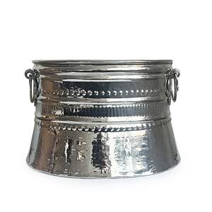 Bol en cuivre martelé fait main avec poignées en laiton, 20-25-30 cm, écologique, style classique, décoratif, couleur nickel - Product Image 5