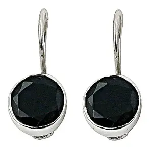Boucles d'oreilles pendantes en argent 925 avec onyx noir pour femmes, port quotidien, cadeau tendance - Product Image 2