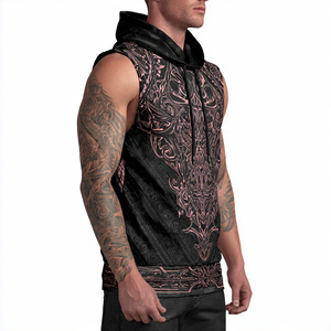 Gimnasio Ejercicio Sublimación Sudadera con capucha Singlet Hombres Sublimación Jogging Wear Impreso Sudadera con capucha Top Hombres - Product Image 2