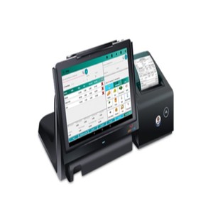 Máquina de sistema Pos táctil de doble pantalla, dispositivo de pos con impresora 2D