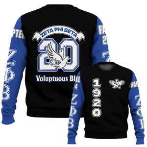 Sweat-shirt à col rond bleu avec lettres grecques Zeta Phi Beta pour femmes, broderie de la sororité 1920 - Product Image 6