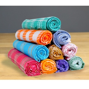 Checked Green Color 100% Organic Cotton GOTS certificate OEM super fleece binding <b>hanging</b> super soft cotton kitchen hand <b>Towels</b> - Product Image 4