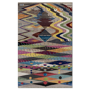 Alfombra de Lana y Seda de Bambú Anudada a Mano Freedom Manchaha Verde con Patrón Geométrico para Uso Doméstico-Les-8367 - Product Image 1