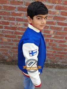 Veste en cuir de style universitaire à col montant, en laine jaune unisexe, en cuir véritable de haute qualité, personnalisable, vente chaude - Product Image 6