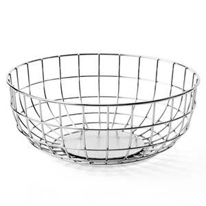 Panier à fruits moderne en métal argenté rond et large pour table à manger, décoration de cuisine, design élégant en fil ouvert, rangement - Product Image 4