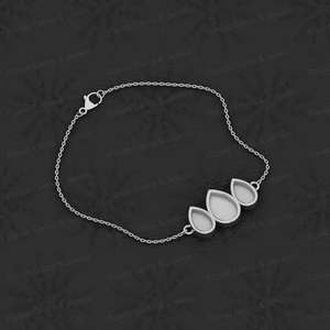 Top Quality <b>Solid</b> 925 Sterling Silver Pear Leaf Design <b>Charm</b> <b>Bracelet</b> Good For Ashes & Resin Work Keepsake Breastmilk Jewelry - Product Image 1