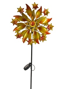 सौर संचालित हस्तनिर्मित कला डेको ग्लास गेंद मौसम प्रतिरोधी धातु पवन स्पिनर यार्ड सजावट - Product Image 2