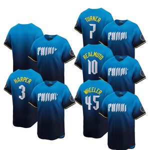 Camisetas de Béisbol Azules Personalizadas 2025 para Hombre, Talla Grande, Estilo Philadelphia City Connect, con Logos Bordados y Uniformes Cosidos - Product Image 1