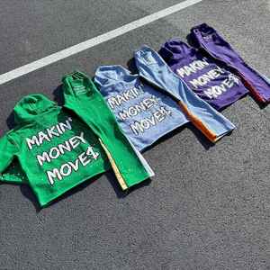 2025 Winter Solid Organic <b>Fleece</b> Mens Tracksuit Hoodies with Rhinestone <b>Work</b> Custom Screen Print Heavyweight Custom Logo - Product Image 2