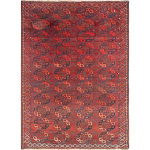 Tapis en laine noué à la main Aalam, motif géométrique abstrait rouge-orange, pour entrée de maison, rectangulaire 9x12 - Modèle Pae-5601 - Product Image 1