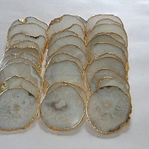 Wholesale Supplier Natural <b>Agate</b> Stone Healing Crystals Gemstone Labradorite Round Shape Healing <b>Coaster</b> Slice For Decoration - Product Image 5