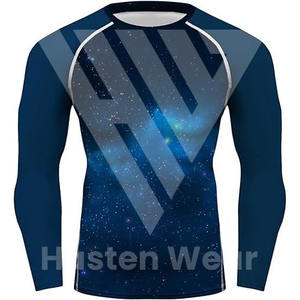 เสื้อกีฬาปั่นจักรยานสำหรับผู้ชายเสื้อแรชการ์ดแขนยาวพิมพ์ซับลิเมชันเต็มตัวทำจากโพลีเอสเตอร์ - Product Image 5