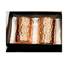 Ensemble de 2 gobelets en cuivre martelé pour l'eau potable, en métal sain et non toxique, avec boîte cadeau - Product Image 1