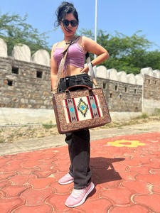 Nueva manta de sillín con herramientas a mano, bolsos de mano grandes para llevar ocultos para mujer, bolso cruzado de cuero genuino, bolsos de alfombra Azteca - Product Image 2