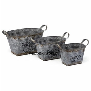 Ensemble de trois jardinières galvanisées de qualité supérieure, faites à la main, taille personnalisée, design original, nouvelle jardinière en métal - Product Image 3