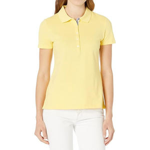 Camiseta de polo lisa de alta calidad para mujer, camiseta informal de manga corta con cuello ajustado para mujer, camiseta de negocios - Product Image 1