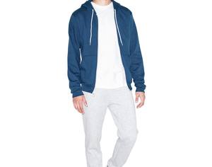 Basics algodón mezclado azul marino Zip Up Hoodie Hombres Plain Fleece Jacket Custom Logo Sudadera con capucha Soft Cotton Casual - Product Image 4