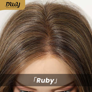 Pre-Order Ruby-DWY 20 Inches <b>Hazelnut</b> Glueless Synthetic Wig Mono Lace Front Free Part Silky Straight Mid-Length Wig Light Brown - Product Image 6