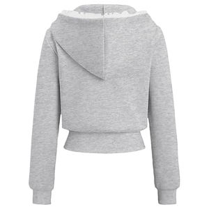 Womens crop pullover Fleece Hooded Sweatshirts Casual Pullover Long Sleeve with drawstrings - Product Image 4