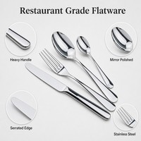 Ensemble de couverts modernes en acier inoxydable à poignée robuste, couteau, fourchette, cuillère, finition polie miroir, pour hôtels et restaurants, vente en gros