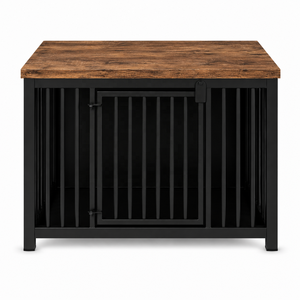 Meuble pour chien en métal moderne avec lit |   Couleur métallique personnalisable en option, dessus en bois massif |   Niche de luxe intérieure pour salon - Product Image 5