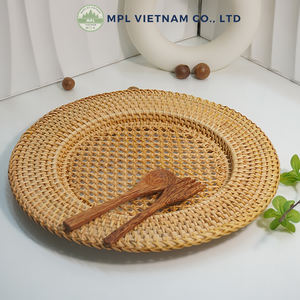 Assiettes de présentation rondes en rotin naturel tissé à la main Tapis de table écologique de taille personnalisée pour la décoration de salle à manger, de mariage et de restaurant - Product Image 2