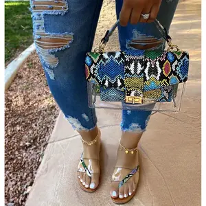 กระเป๋าสะพายไหล่ข้างเดียวลายงู ขนาดเล็กถึงกลาง ทำจากหนัง PU พร้อมซับในโพลีเอสเตอร์ - Product Image 1