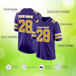Conjunto de camiseta de fútbol americano con nombre y número personalizados para equipos disponibles en varios tamaños para jugadores jóvenes y adultos - Product Image 2