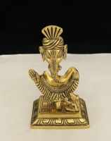 Statue d'Idole Abstraite Ganesha Bhagwan Murti Ganpati Décorée en Aluminium Plaqué Or Écologique pour la Maison, le Bureau et l'Entrée